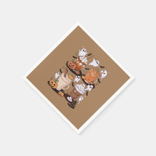 Halloween Koffie Schattigee Herfst Iced Coffee Lov Servet (Hoek)