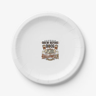Halloween Koffie Shirt Brouw Voor Boos Vintage De Papieren Bordje