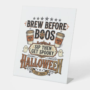 Halloween Koffie Shirt Brouw Voor Boos Vintage De Reclamebord Met Voetstuk