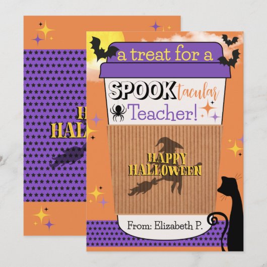 Halloween Koffiegeschenk Kaart Houder (Voorkant / Achterkant)