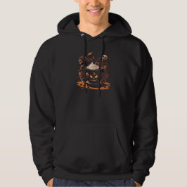 Halloween-koffiekunst – griezelige latte met skele hoodie