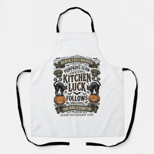 Halloween Kok Shirt Vintage Zwarte Kat Pompoen Kit Schort