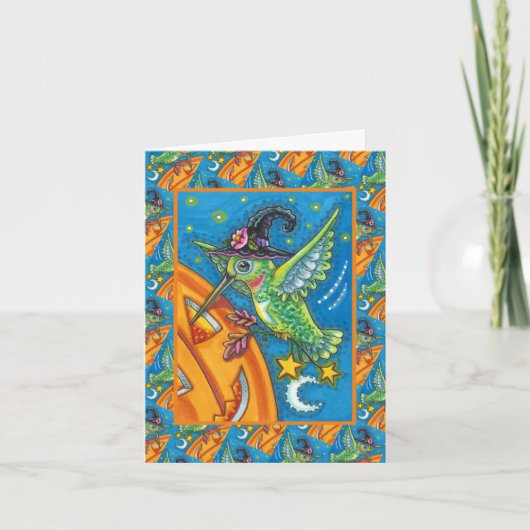 HALLOWEEN KOLIBRIE & JACK O LANTERN FANTASIE FEESTDAGEN KAART (Voorkant)