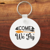 Halloween Kom we vliegen op Birthday Sleutelhanger (Voorkant)