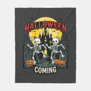 Halloween Komende Dansende Skeletten Kasteel Pompo Fleece Deken