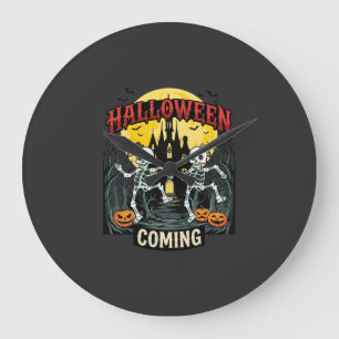 Halloween Komende Dansende Skeletten Kasteel Pompo Grote Klok
