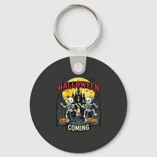 Halloween Komende Dansende Skeletten Kasteel Pompo Sleutelhanger (Voorkant)