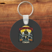 Halloween Komende Dansende Skeletten Kasteel Pompo Sleutelhanger (Voorkant)