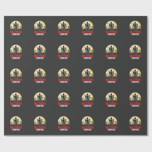 Halloween komt dansende skeletten spookkasteel cadeaupapier