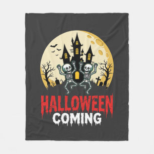 Halloween komt dansende skeletten spookkasteel fleece deken