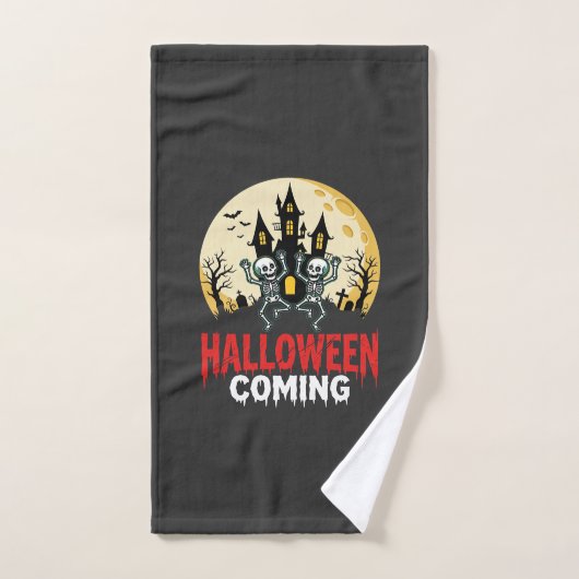 Halloween komt dansende skeletten spookkasteel handdoek (Handdoek)