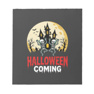 Halloween komt dansende skeletten spookkasteel notitieblok