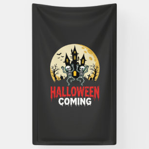 Halloween komt dansende skeletten spookkasteel spandoek