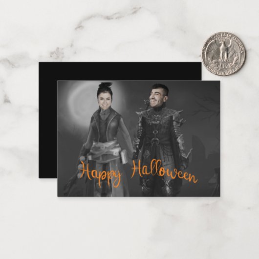 Halloween koning en koningin van het donker notitiekaartje (Voorkant / Achterkant in situ)