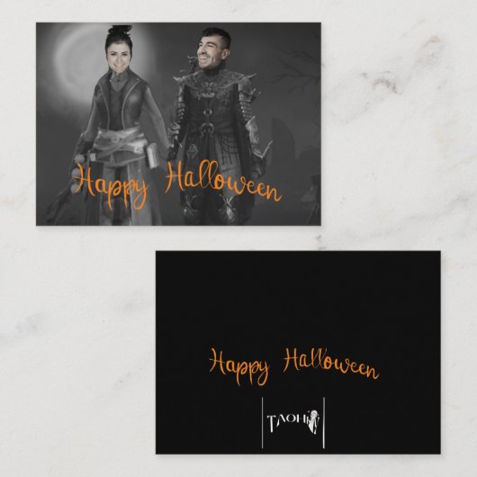Halloween koning en koningin van het donker notitiekaartje (Voorkant / Achterkant)
