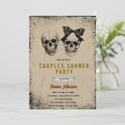 Halloween koppel shower uitnodiging (Staand voorkant)