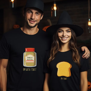 Halloween koppels bijpassende kostuum pindakaas t-shirt