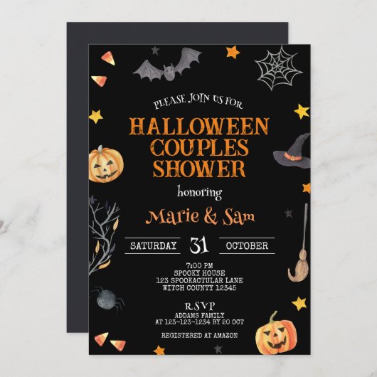 Halloween Koppels Douche, Bruiloft Douche Kaart (Voorkant / Achterkant)