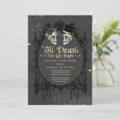 Halloween Koppels Douche Verloving Gotische Schede Kaart (Staand voorkant)