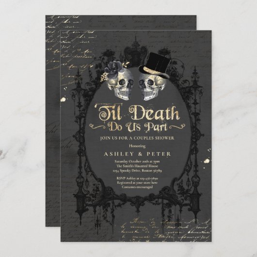 Halloween Koppels Douche Verloving Gotische Schede Kaart (Voorkant / Achterkant)