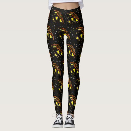 Halloween Kosmische Pompoen Buitenruimte Jack OLan Leggings (Voorkant)