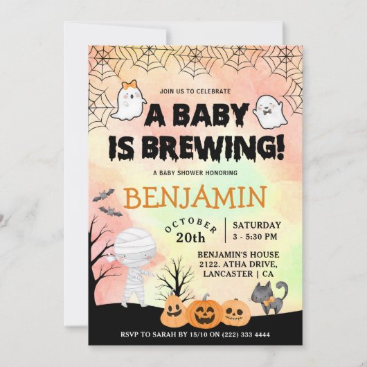 Halloween Kostuum Baby shower Party Kaart (Voorkant)