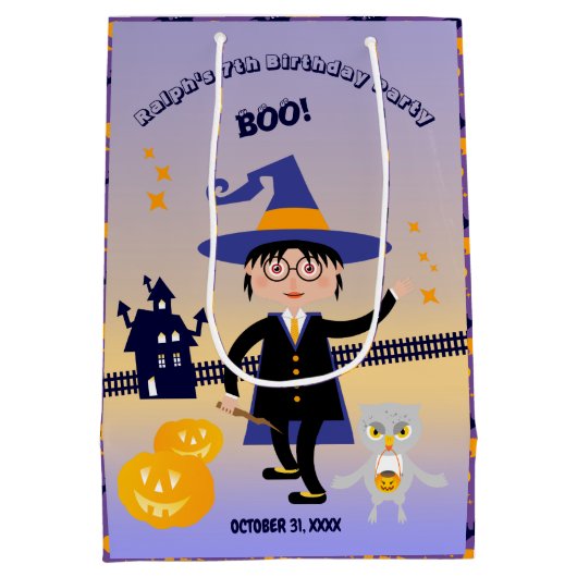 Halloween Kostuum Boy Wizard Verjaardagsfeest Medium Cadeauzakje (Achterkant)