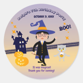 Halloween Kostuum Boy Wizard Verjaardagsfeest Ronde Sticker