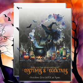 Halloween Kostuum & Cocktails Heksenuitnodiging Kaart