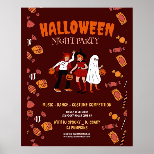 Halloween kostuum feest, Halloween nacht Poster (Voorkant)