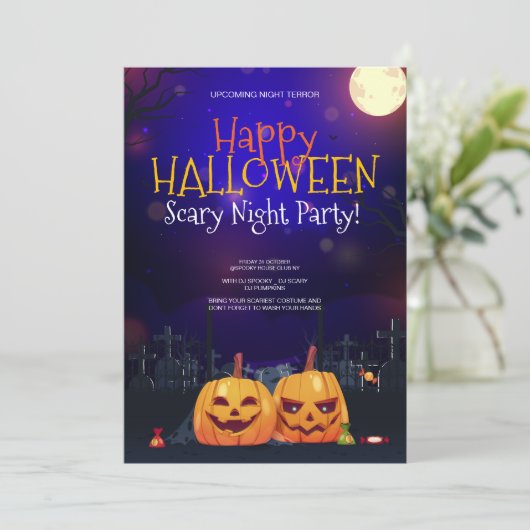 Halloween kostuum feest, Halloween nacht terreur Kaart (Staand voorkant)