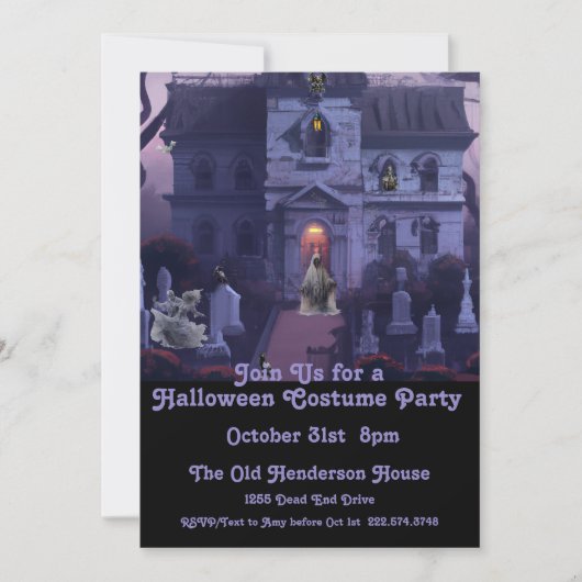 Halloween Kostuum Feest, Haunted House Kaart (Voorkant)
