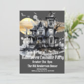 Halloween Kostuum Feest, Haunted House Kaart (Staand voorkant)