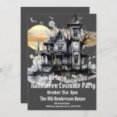 Halloween Kostuum Feest, Haunted House Kaart (Voorkant / Achterkant)