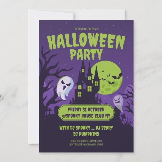 Halloween kostuum feest uitnodiging Halloween fees (Voorkant)