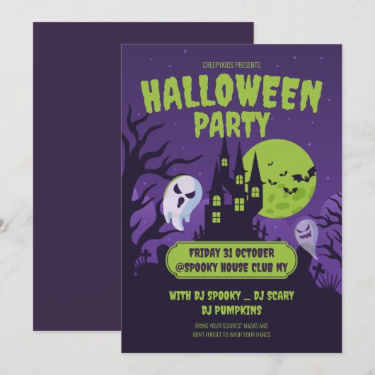 Halloween kostuum feest uitnodiging Halloween fees (Voorkant / Achterkant)