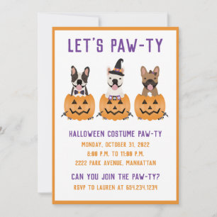 Halloween Kostuum Feestje Franse Bulldogs Pompoen Kaart