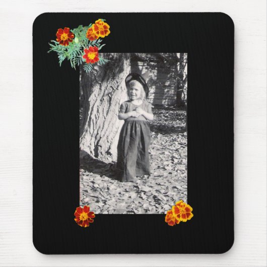 Halloween Kostuum Foto Marigolds Black Mousepad Muismat (Voorkant)