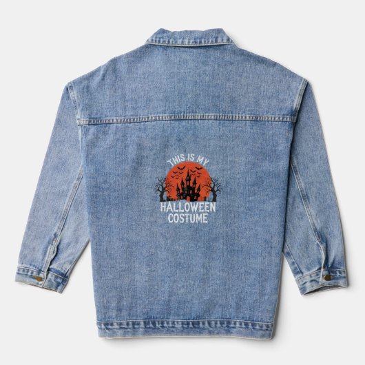 Halloween Kostuum Heel Geestig Kasteel Vector Desi Denim Jacket (Achterkant)