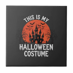 Halloween Kostuum Heel Geestig Kasteel Vector ontw Tegeltje