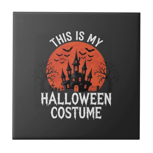 Halloween Kostuum Heel Geestig Kasteel Vector ontw Tegeltje (Voorkant)