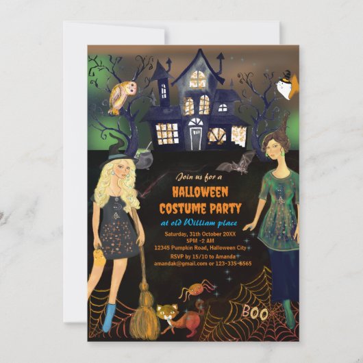 HALLOWEEN KOSTUUM HEKSEN PARTIJ KAART (Voorkant)