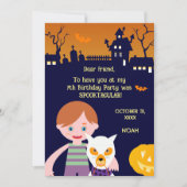 Halloween Kostuum Jongen Verjaardagsfeest Bedankkaart (Voorkant)