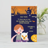 Halloween Kostuum Jongen Verjaardagsfeest Bedankkaart (Staand voorkant)