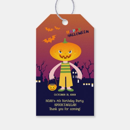 Halloween Kostuum Jongen Verjaardagsfeest Cadeaulabel (Voorkant)
