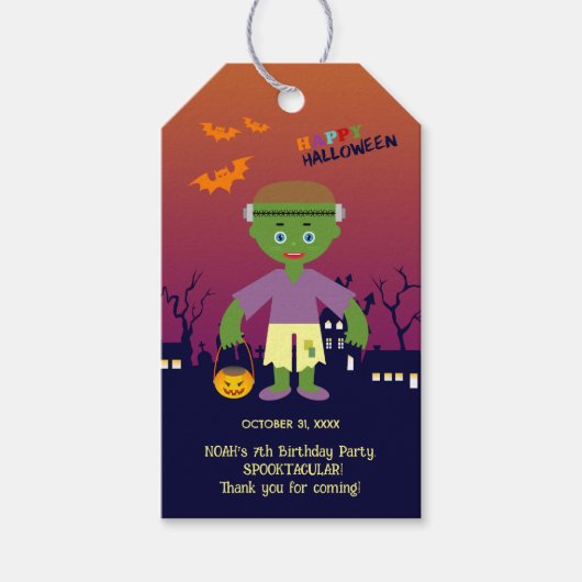Halloween Kostuum Jongen Verjaardagsfeest Cadeaulabel (Voorkant)