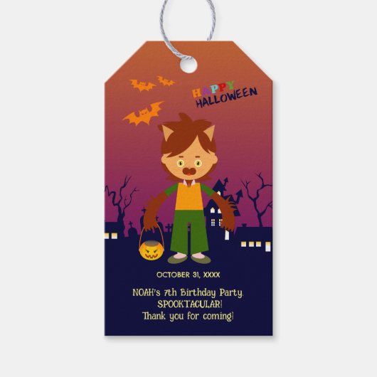 Halloween Kostuum Jongen Verjaardagsfeest Cadeaulabel (Voorkant)