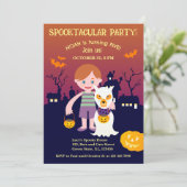 Halloween Kostuum Jongen Verjaardagsfeest Kaart (Staand voorkant)