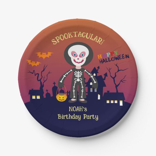 Halloween Kostuum Jongen Verjaardagsfeest Papieren Bordje (Voorkant)