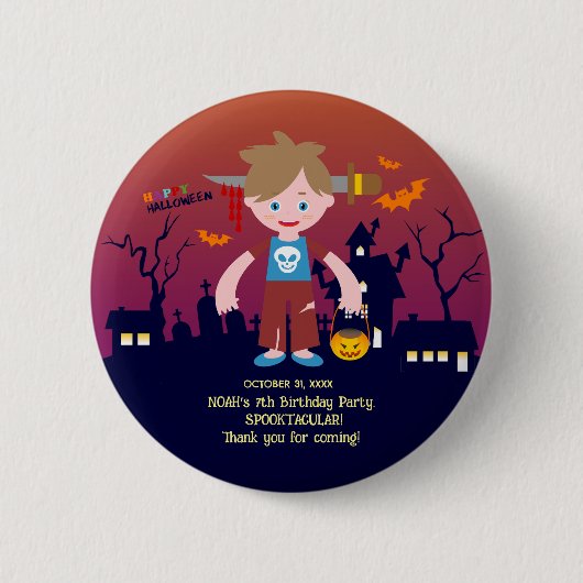 Halloween Kostuum Jongen Verjaardagsfeest Ronde Button 5,7 Cm (Voorkant)